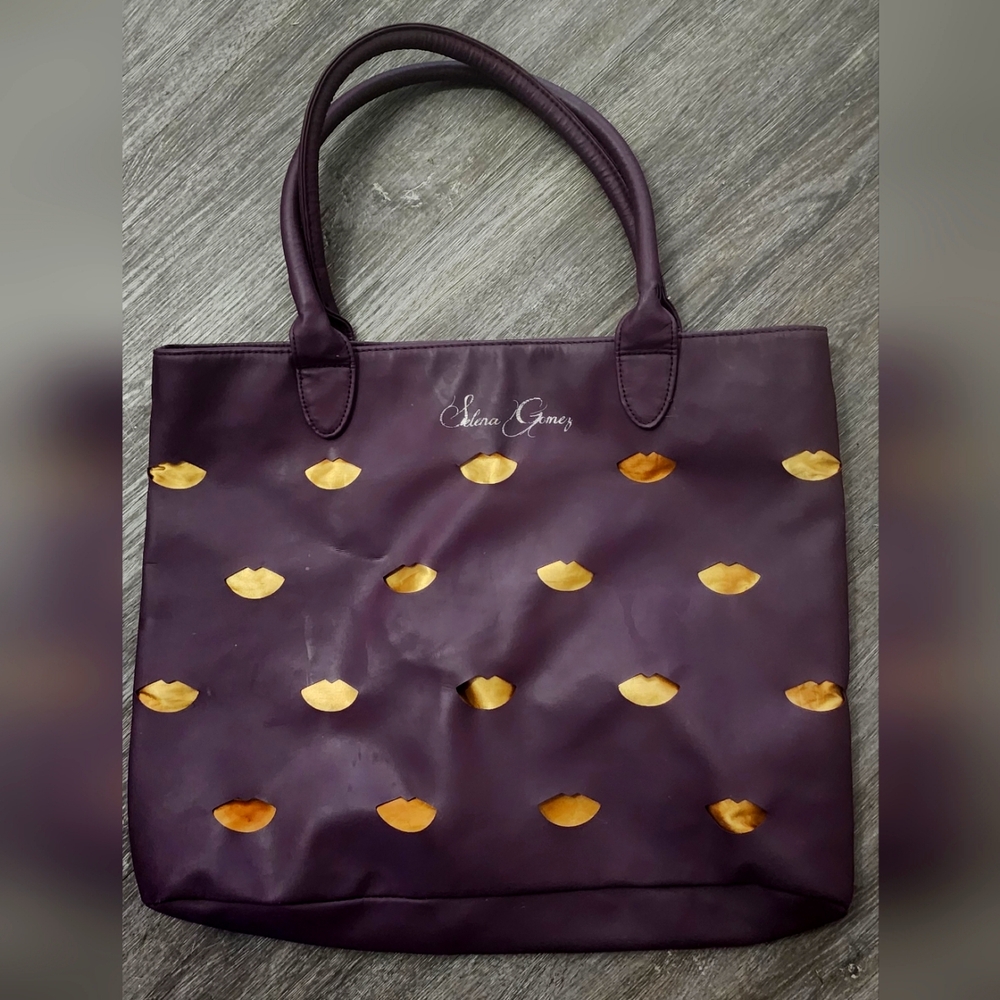 Selena Gomez Purple and Gold Women's Tote Bag